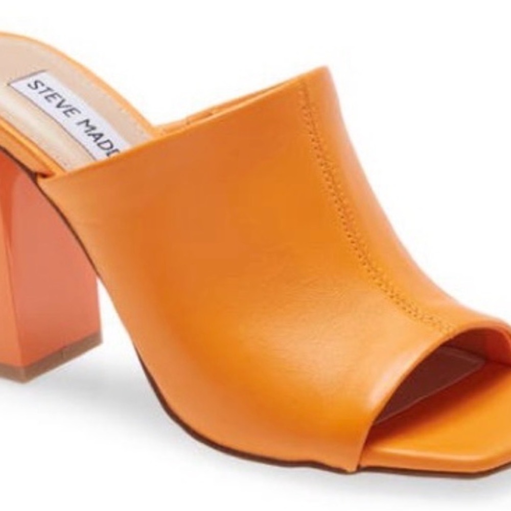Steve Madden Bright Orange Open-Toe Leather Mule
